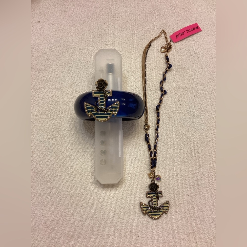 Vintage Betsey Johnson Anchor Nautical Necklace and Bangle